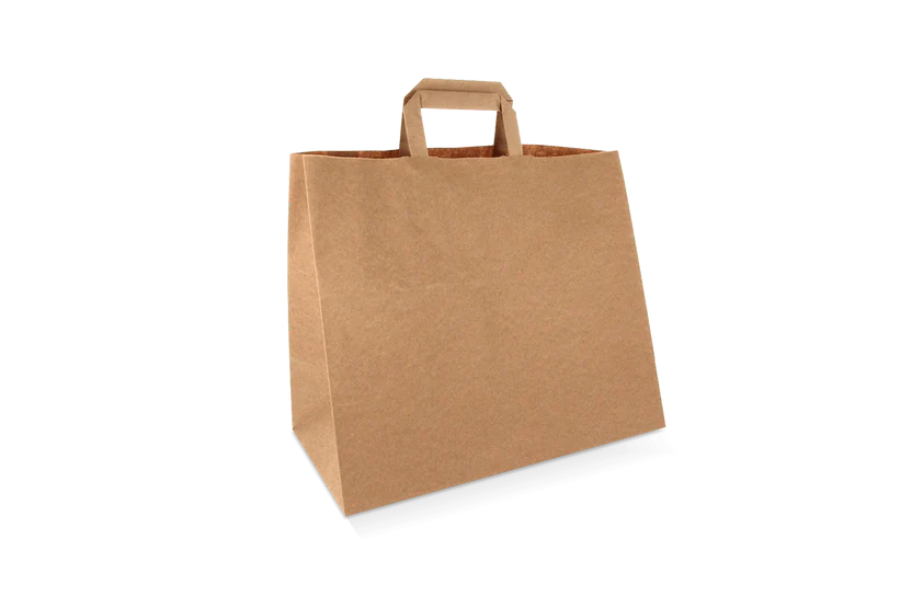 Papieren draagtassen Groot Bruin 32+16x27cm gerecycled