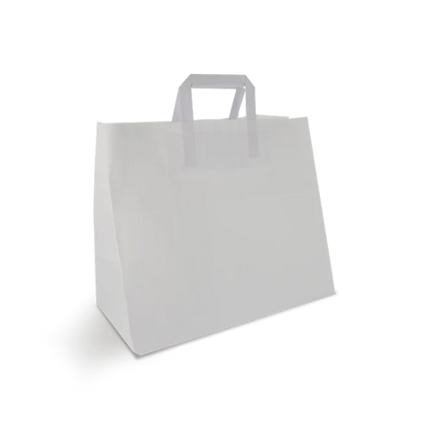 Papieren draagtassen Groot Wit 32+16x27cm BIO