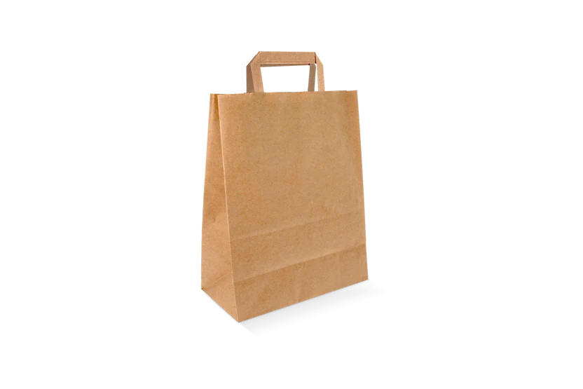 Papieren draagtassen Klein Bruin 22+10x28cm gerecycled