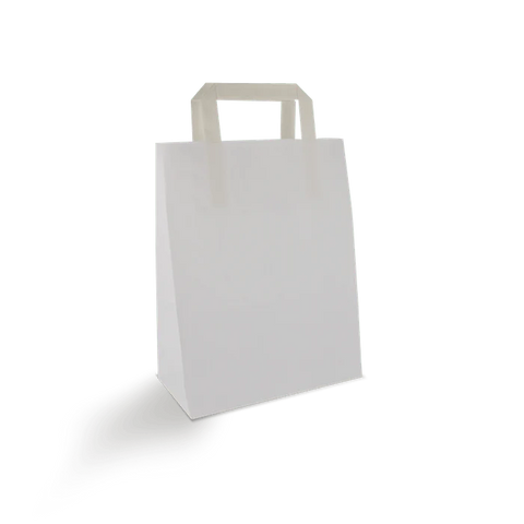 Papieren draagtassen Klein Wit 22+10x28cm BIO