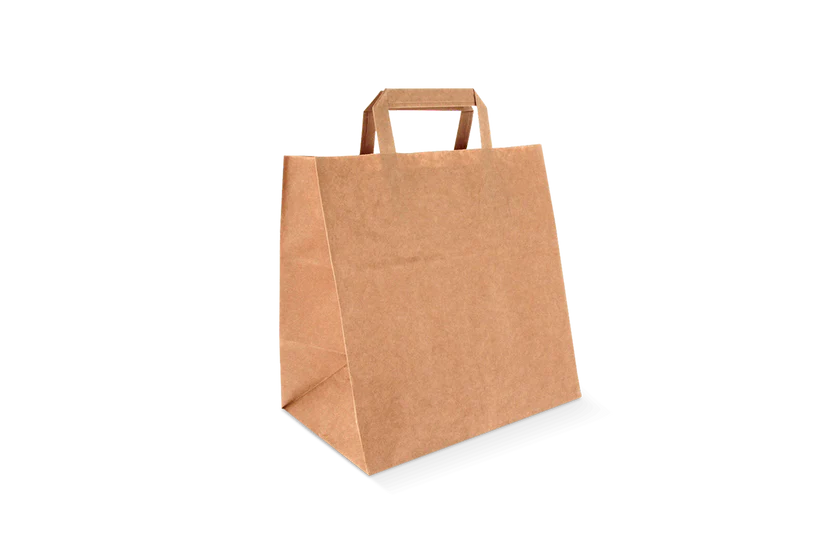 Papieren draagtassen Middel Bruin 26+17x27cm gerecycled