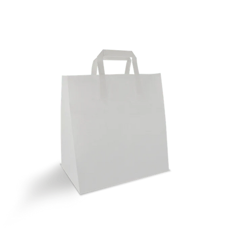 Papieren draagtassen Middel Wit 26+17x27cm BIO