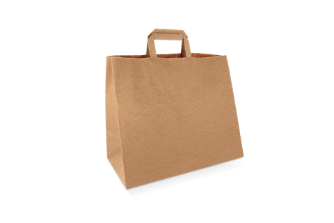 Papieren draagtassen Groot Bruin 32+16x27cm gerecycled