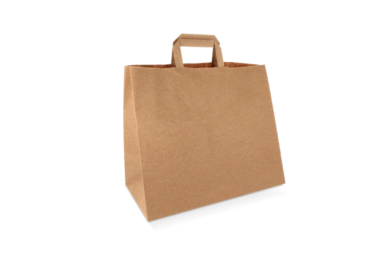 Papieren draagtassen Groot Bruin 32+16x27cm gerecycled