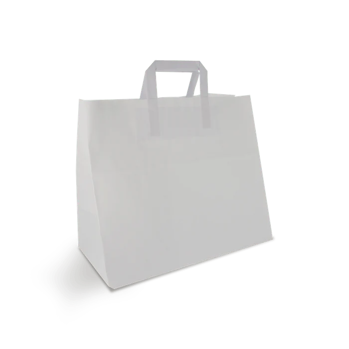 Papieren draagtassen Groot Wit 32+16x27cm BIO