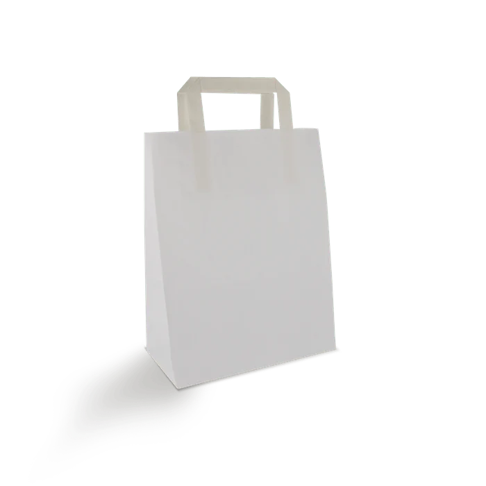 Papieren draagtassen Klein Wit 22+10x28cm BIO